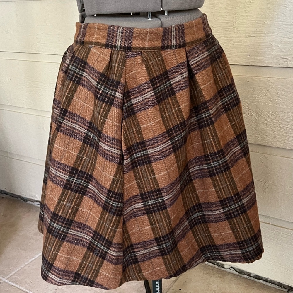 Mod Cloth wool skirt Plaid Brown size 14